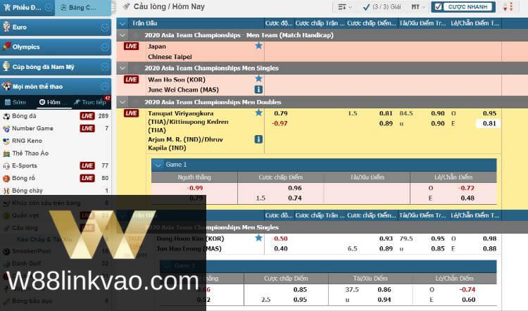 cá cược cầu lông w88