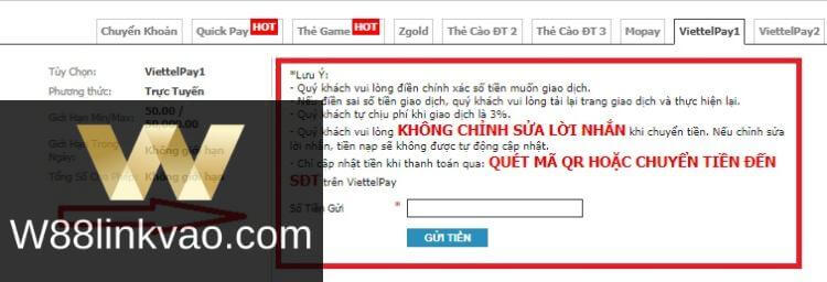 gửi tiền w88
