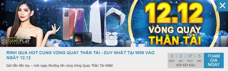 Vòng quay thần tài 12/12 trên W88